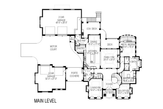 Floor Plan - Main Floor for European House Plan #920-65 - 4 bed, 4 bath