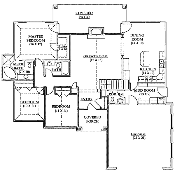 Architectural House Design - Traditional Floor Plan - Main Floor Plan #5-111