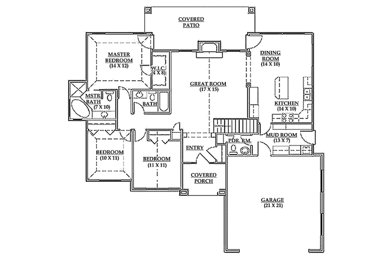 Home Plan - Floor Plan - Main Floor for Traditional House Plan #5-111 - 3 bed, 2.5 bath