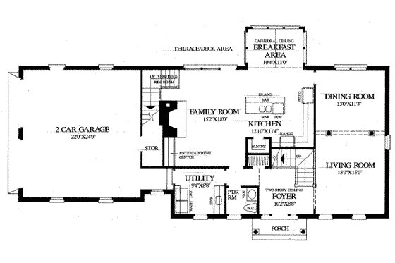 Floor Plan - Main Floor for Colonial House Plan #137-104 - 3 bed, 2 bath