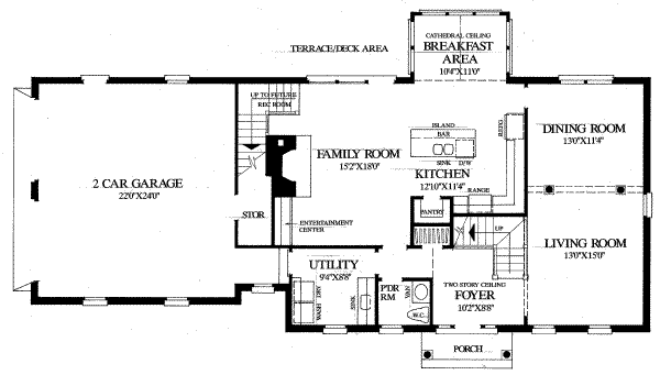 House Blueprint - Colonial Floor Plan - Main Floor Plan #137-104