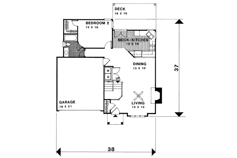 House Blueprint - Floor Plan - Main Floor for European House Plan #56-121 - 3 bed, 3 bath