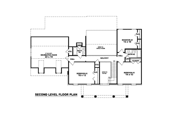 Floor Plan - Upper Floor for Colonial House Plan #81-1486 - 4 bed, 3.5 bath