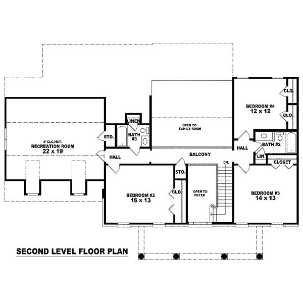 Colonial Floor Plan - Upper Floor Plan #81-1486