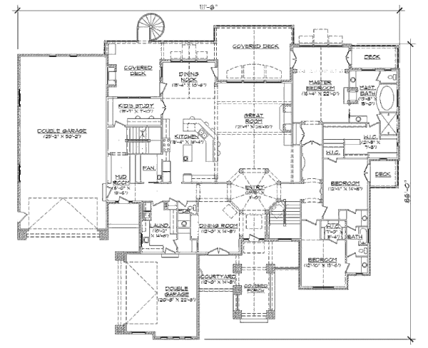 Craftsman Floor Plan - Main Floor Plan #5-443