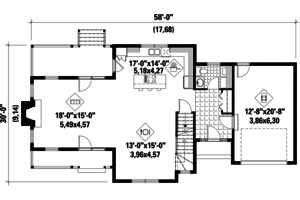 Floor Plan - Main Floor for Country House Plan #25-4672 - 3 bed, 2 bath