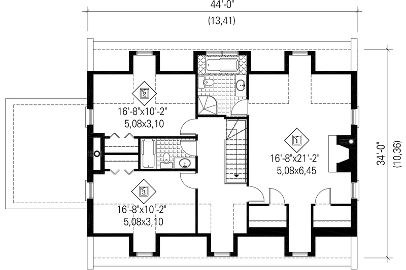 House Plan Design - Floor Plan - Upper Floor for Country House Plan #25-4683 - 3 bed, 2 bath