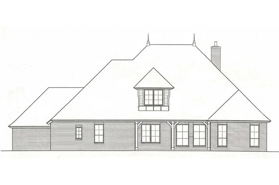 Exterior - Rear Elevation for European House Plan #310-973 - 4 bed, 3.5 bath