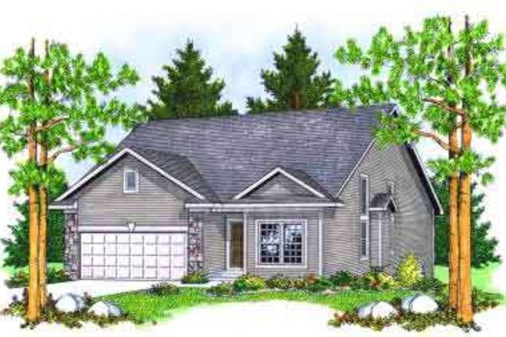 Exterior - Front Elevation for Ranch House Plan #70-658 - 2 bed, 2 bath