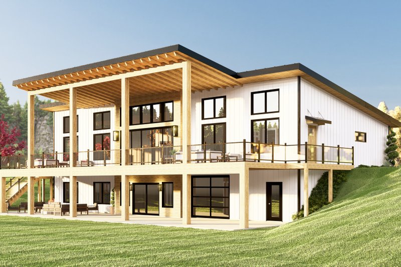Architectural House Design - Exterior - Rear Elevation 1 for Modern House Plan #1064-323 - 3 bed, 2 bath