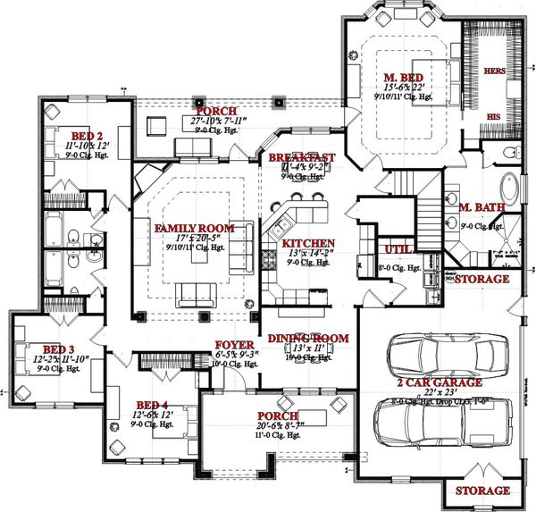 Traditional Floor Plan - Main Floor Plan #63-358
