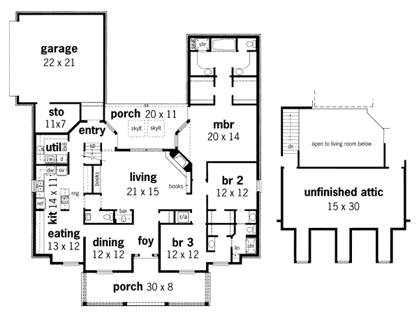 Architectural House Design - Traditional Floor Plan - Main Floor Plan #45-139