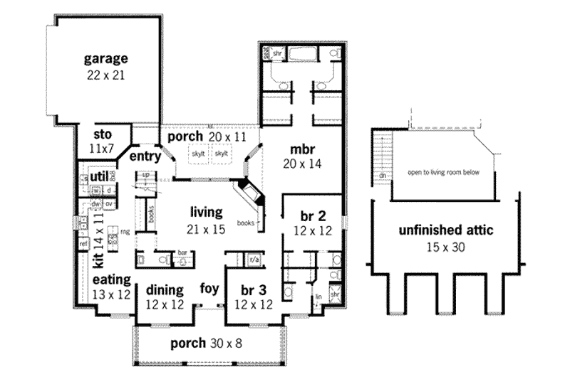 Home Plan - Floor Plan - Main Floor for Traditional House Plan #45-139 - 3 bed, 2.5 bath
