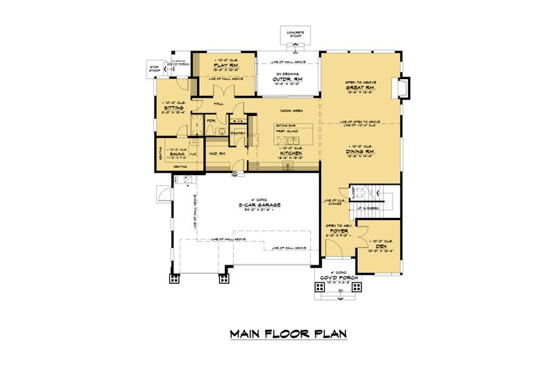 House Blueprint - Floor Plan - Main Floor for Contemporary House Plan #1066-121 - 4 bed, 2.5 bath