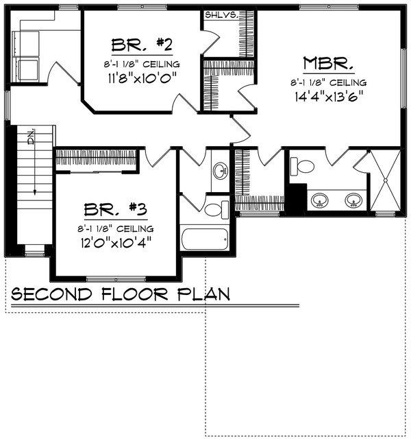 Farmhouse Floor Plan - Upper Floor Plan #70-1510