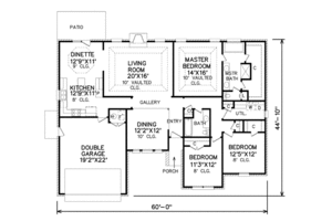Floor Plan - Main Floor for Ranch House Plan #65-356 - 3 bed, 2 bath