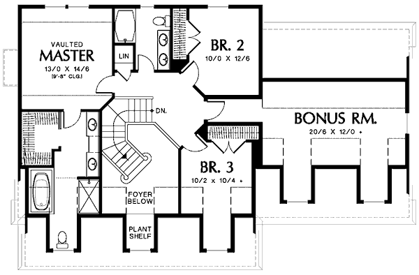 House Design - Colonial Floor Plan - Upper Floor Plan #48-161