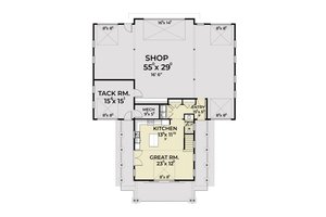 Floor Plan - Main Floor for Barndominium House Plan #1070-218 - 2 bed, 2.5 bath