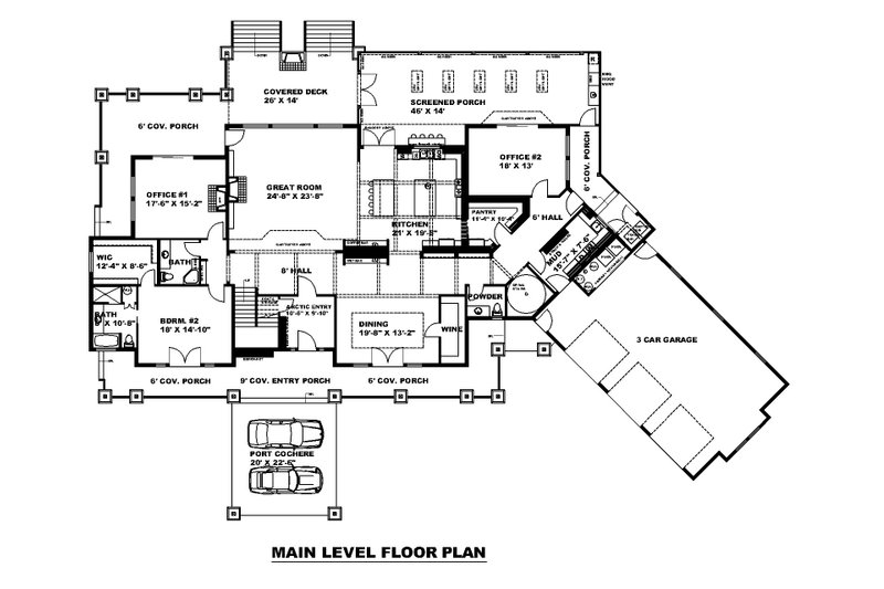 Home Plan - Floor Plan - Main Floor for Craftsman House Plan #117-954 - 6 bed, 8.5 bath