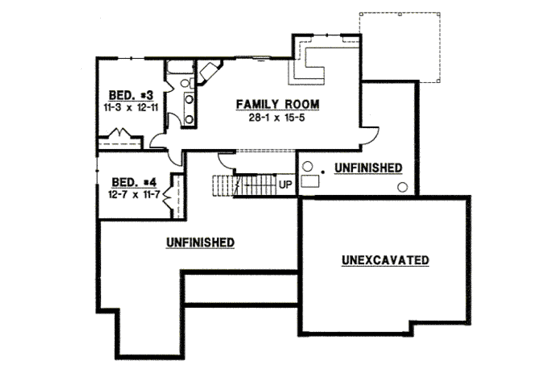 Floor Plan - Lower Floor for Traditional House Plan #67-780 - 4 bed, 3 bath