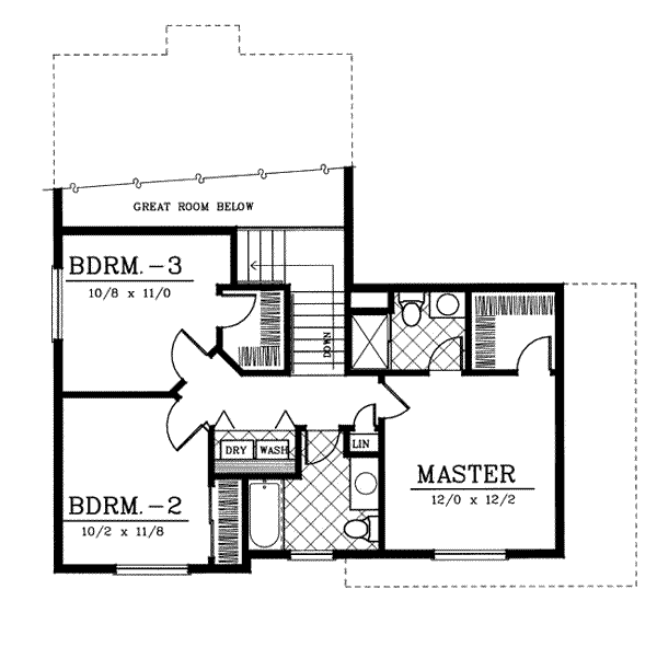Dream House Plan - Traditional Floor Plan - Upper Floor Plan #95-229