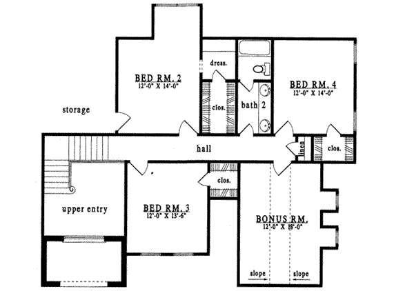 European Floor Plan - Upper Floor Plan #42-276