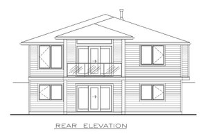 Exterior - Rear Elevation for Prairie House Plan #1100-19 - 3 bed, 2 bath