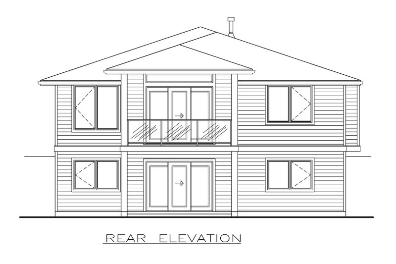 Dream House Plan - Exterior - Rear Elevation for Prairie House Plan #1100-19 - 3 bed, 2 bath
