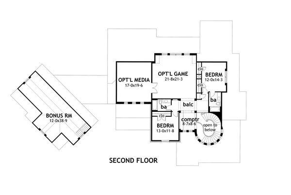 Craftsman Floor Plan - Upper Floor Plan #120-173