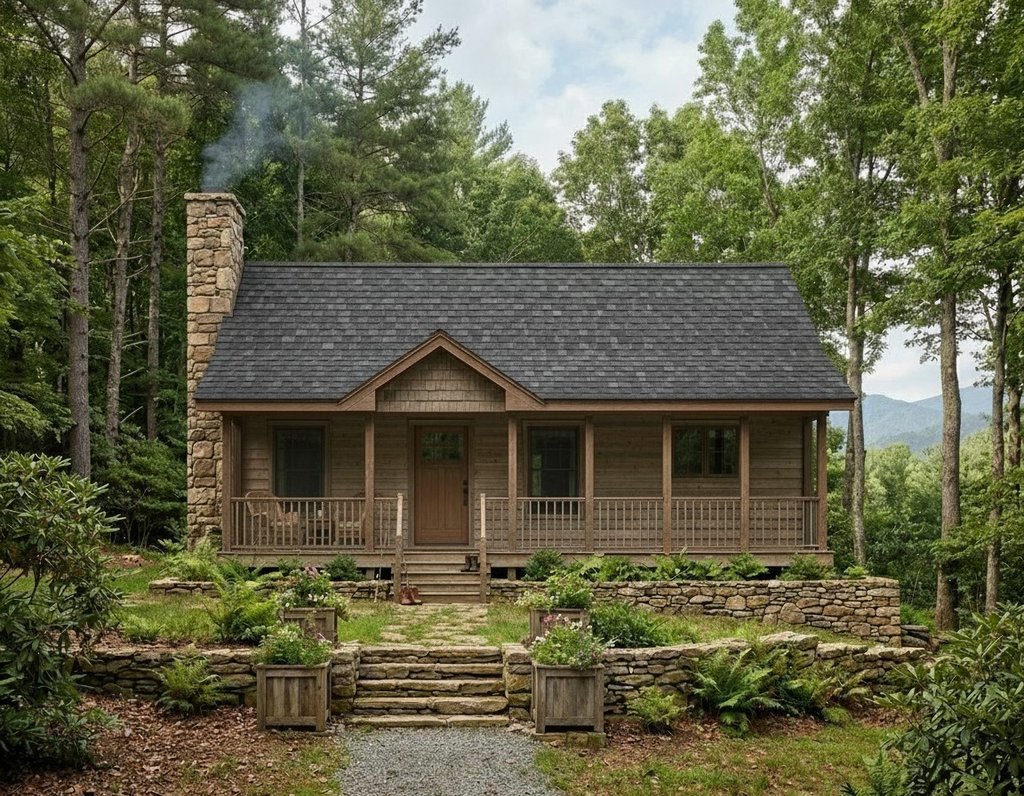 Exterior - Front Elevation 2 for Cabin House Plan #22-116 - 2 bed, 1 bath
