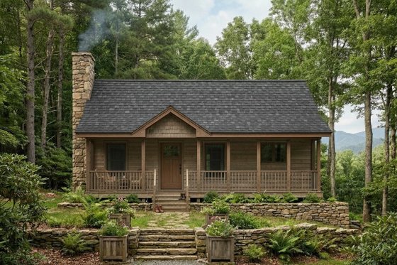 Exterior - Front Elevation for Cabin House Plan #22-116 - 2 bed, 1 bath