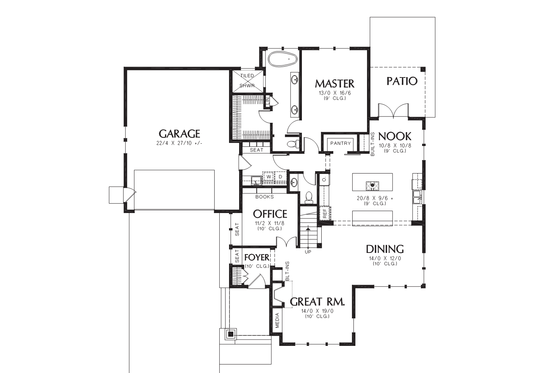 Floor Plan - Main Floor for Craftsman House Plan #48-708 - 4 bed, 2.5 bath