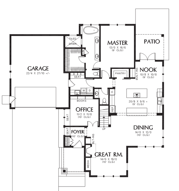 Craftsman Floor Plan - Main Floor Plan #48-708