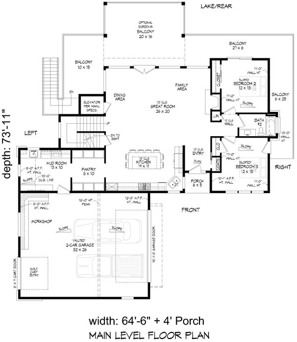 House Blueprint - Beach Floor Plan - Main Floor Plan #932-1073