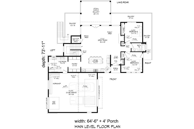 Dream House Plan - Floor Plan - Main Floor for Beach House Plan #932-1073 - 3 bed, 3 bath