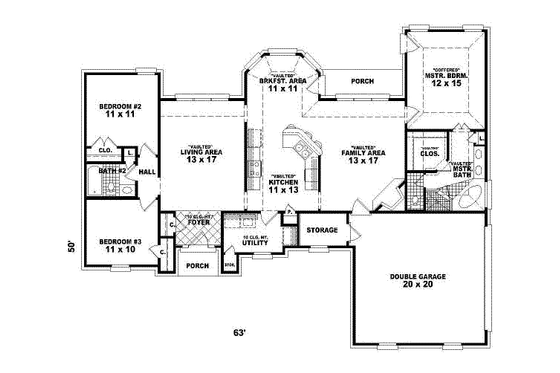 Floor Plan - Main Floor for European House Plan #81-266 - 3 bed, 2 bath