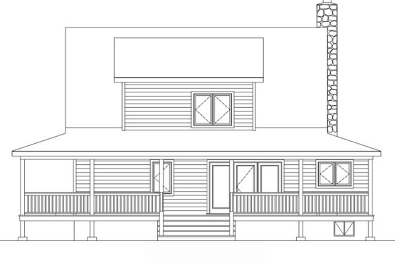 Exterior - Rear Elevation for Country House Plan #22-221 - 3 bed, 2 bath