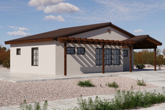 Exterior - Front Elevation 3 for Adobe / Southwestern House Plan #1106-138 - 2 bed, 2 bath