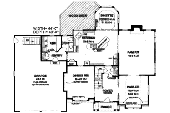 Floor Plan - Main Floor for Traditional House Plan #328-125 - 3 bed, 2.5 bath