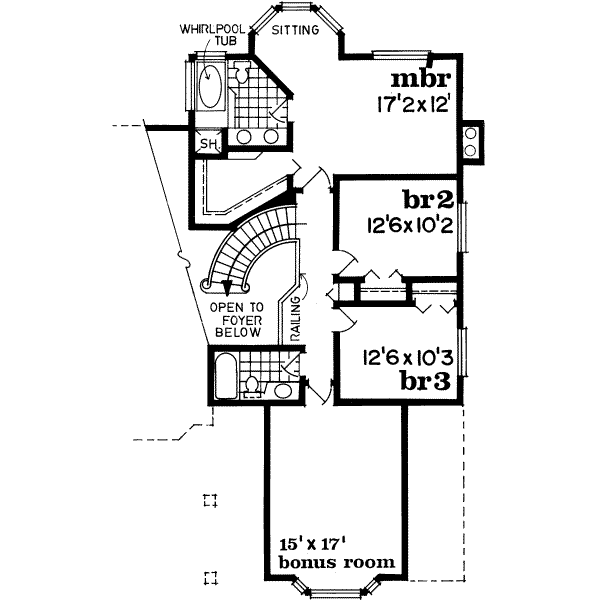 Traditional Floor Plan - Upper Floor Plan #47-549