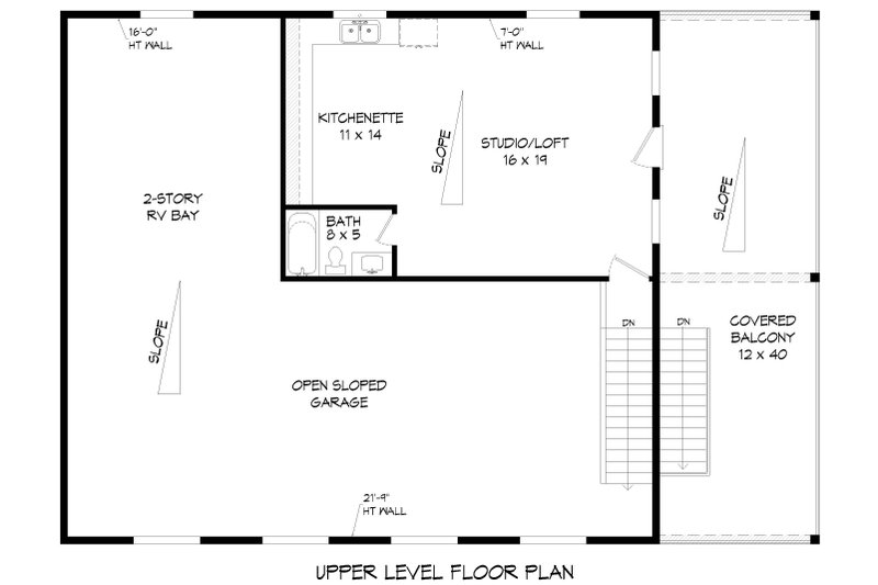 House Blueprint - Floor Plan - Upper Floor for Southern House Plan #932-1336 - 1 bed, 1 bath