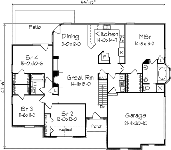 European Floor Plan - Main Floor Plan #57-137