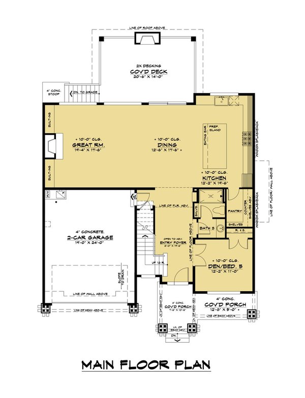 House Blueprint - Contemporary Floor Plan - Main Floor Plan #1066-210