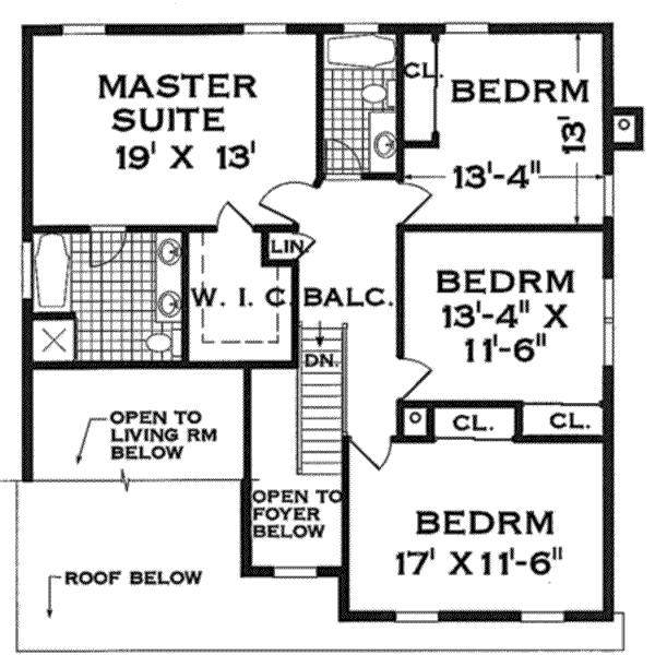 Dream House Plan - Colonial Floor Plan - Upper Floor Plan #3-198