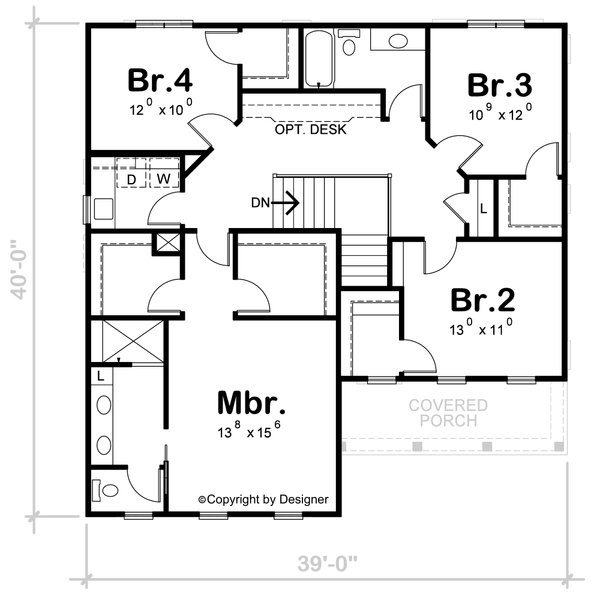 Farmhouse Floor Plan - Upper Floor Plan #20-2545