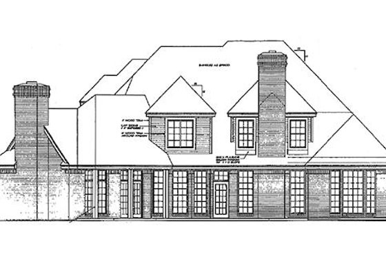 Exterior - Rear Elevation for European House Plan #310-951 - 4 bed, 5 bath