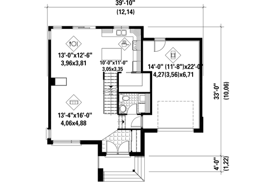 Floor Plan - Main Floor for Contemporary House Plan #25-4294 - 3 bed, 1 bath