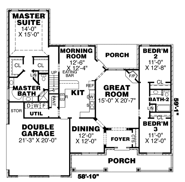 Home Plan - Country Floor Plan - Main Floor Plan #34-157