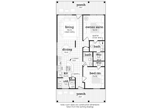 Floor Plan - Main Floor for Cottage House Plan #45-616 - 2 bed, 2 bath