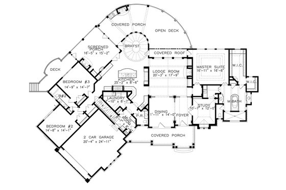 Floor Plan - Main Floor for Craftsman House Plan #54-551 - 3 bed, 2.5 bath